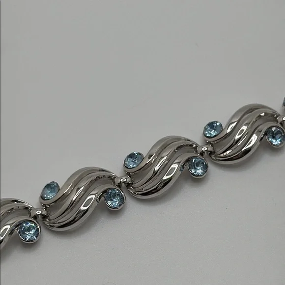 Trifari Silver Bracelet with Blue Accents - Picture 3 of 7